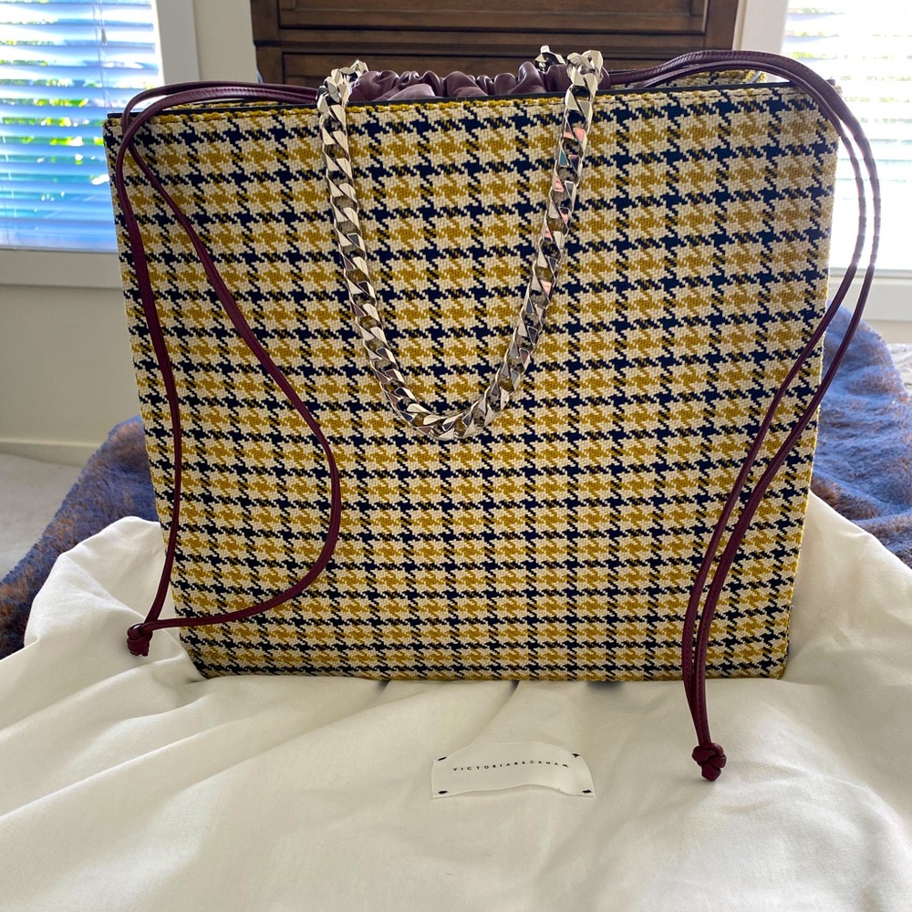 Victoria Beckham Houndstooth Tweed Tote